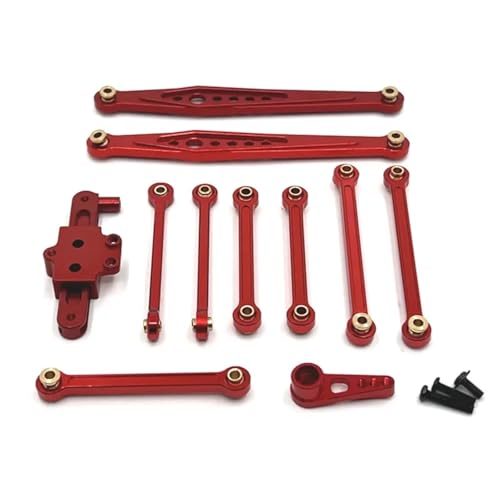 SONHWNGE for Wltoys 124006 12423 12427 12428 Metall Upgrade Teile Kit Lenkung Montage Link Stange Servo Arm 1/12 RC Auto Zubehör(Rood) von SONHWNGE