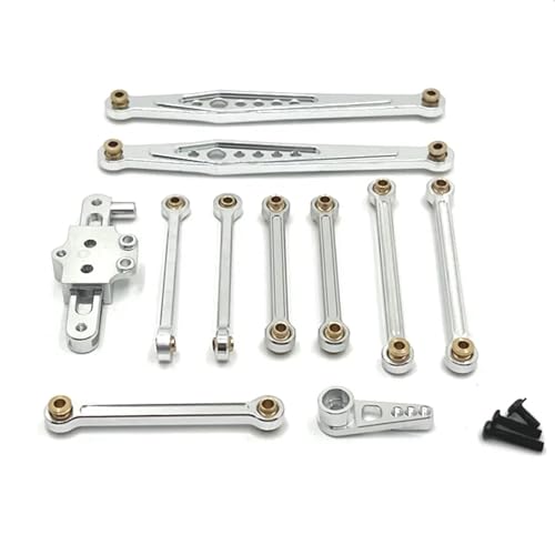 SONHWNGE for Wltoys 124006 12423 12427 12428 Metall Upgrade Teile Kit Lenkung Montage Link Stange Servo Arm 1/12 RC Auto Zubehör(Silver) von SONHWNGE