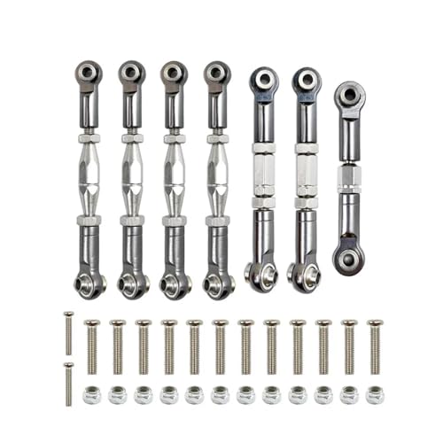 SONHWNGE for Wltoys 144001 144002 144010 124007 124016 124017 124019 Metall Vorne Hinten Spurstange Gestänge Servo Link Rod Set RC Auto Upgrade Teile(Grey) von SONHWNGE