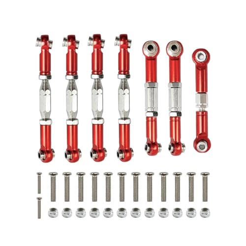 SONHWNGE for Wltoys 144001 144002 144010 124007 124016 124017 124019 Metall Vorne Hinten Spurstange Gestänge Servo Link Rod Set RC Auto Upgrade Teile(Rood) von SONHWNGE