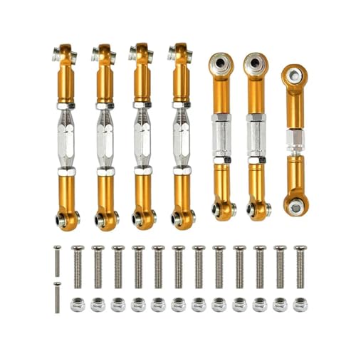 SONHWNGE for Wltoys 144001 144002 144010 124007 124016 124017 124019 Metall Vorne Hinten Spurstange Gestänge Servo Link Rod Set RC Auto Upgrade Teile(Yellow) von SONHWNGE