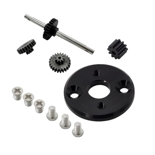 for MN78 MN82 Metall 370 Motor Halterung Mit Motor Ritzel Übertragung Übertragung Getriebe Set 1/12 Upgrade Teile(Black with Gear) von SONHWNGE