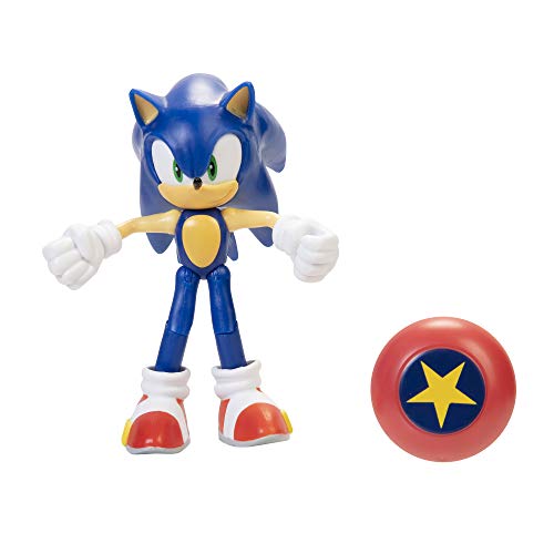 SONIC THE HEDGEHOG 10,2 cm Moderne Sonic-Actionfigur mit Star-Spring-Zubehör von SONIC THE HEDGEHOG