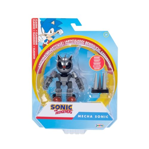 SONIC THE HEDGEHOG - Figur mit Gelenken, 10 cm – Mecha Sonic + Zubehör von SONIC THE HEDGEHOG