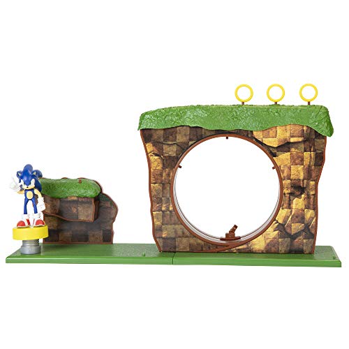 SONIC The Hedgehog - Jakks 403934 Green Hill Zone Spielset inkl. bewegliche Sonic Action Spielfigur 6 cm, Loopingbahn Bunt von SONIC THE HEDGEHOG