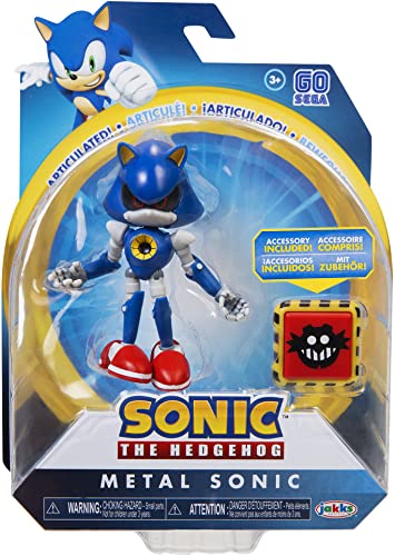 SONIC THE HEDGEHOG 10,2 cm Moderne Sonic Actionfigur aus Metall mit Fallenfeder-Zubehör von SONIC THE HEDGEHOG