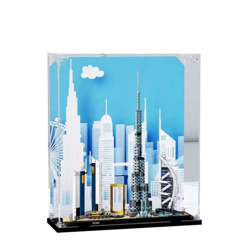 Acryl-Vitrine für Lego 21052 Dubai Skyline, staubdichte Box, Aufbewahrungsbox, transparente Box, Displaybox kompatibel mit Lego 21052 (nur Hülle, kein Modell) von SONNIES