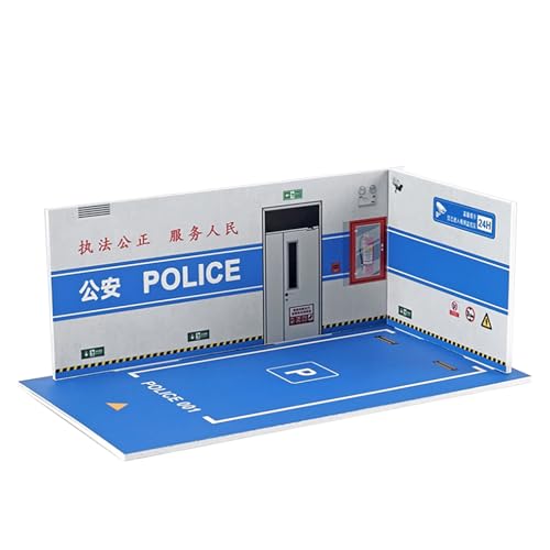 PVC-Parkgaragenmodell im Maßstab 1:24 – mit Parkplatz-Szene, stapelbares Design, für Auto-Modell, Spielzeug und Lego (Modelle und Figuren nicht im Lieferumfang enthalten) (Polizeistation) von SONNIES