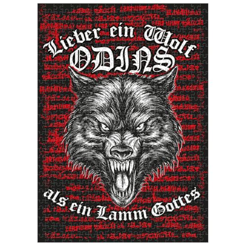 Puzzle 1000 Teile mit Poster Wolf Odin Spruch 50 x 70 cm Vikings Wikinger Motive von SONS OF ODIN