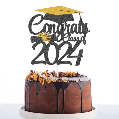 Congrats Class of 2024 Graduation Cake Topper - Premium Glitter Graduation Party Decoration for Celebrating Seniors von SONSMER