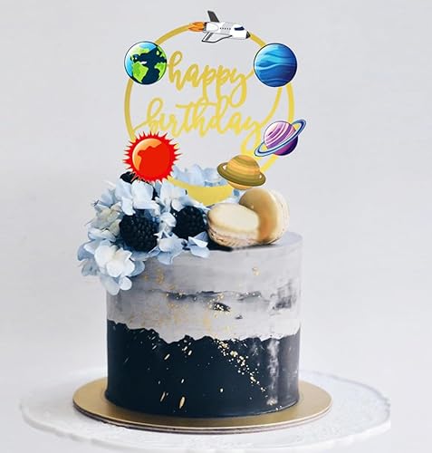 Happy Birthday Acryl-Kuchenaufsätze für Weltraum-Themen-Geburtstagsparty-Dekorationen, Raketen-Galaxie-Planet-Kuchenaufsätze für Kinder von SONSMER