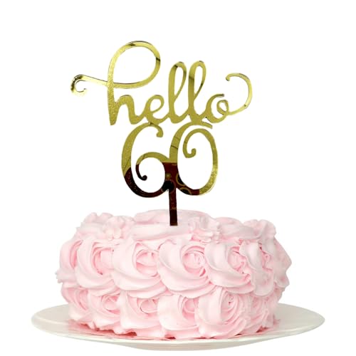 Hello 60 Birthday Cake Toppers - Gold Acryl, 60 Cake Topper, 60 Cake Topper, 60th Birthday Decorations 60th Birthday Cake Topper, 60 Decorations for Cake, 60 Birthday Decorations (60) von SONSMER