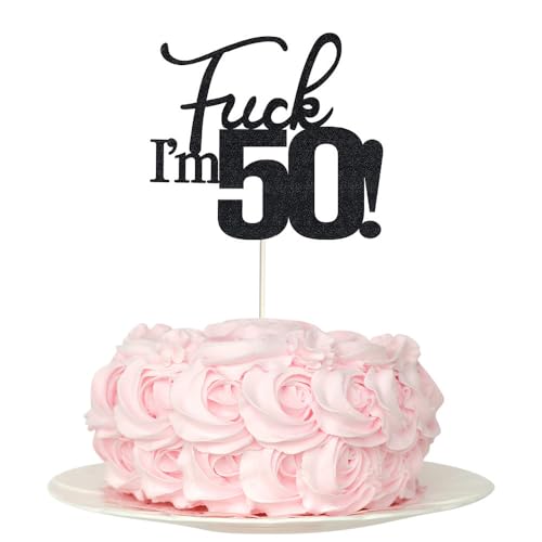 "I'm 50 !" Geburtstagskuchenaufsätze, schwarzer Glitzer, 50 Tortenaufsätze, 50 Kuchenaufsätze, 60. Geburtstag, 50 Dekorationen für Kuchen, 50 Geburtstagsdekorationen von SONSMER
