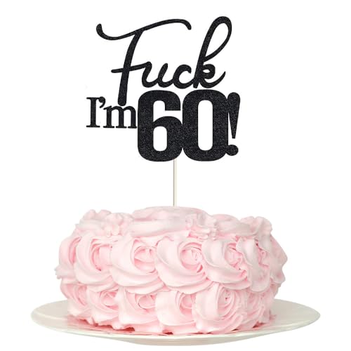 "I'm 60" Geburtstagskuchenaufsätze, schwarzer Glitzer, 60 Kuchenaufsätze, 60 Kuchenaufsätze, 60. Geburtstag, 60 Dekorationen für Kuchen, 60 Geburtstagsdekorationen (60) von SONSMER