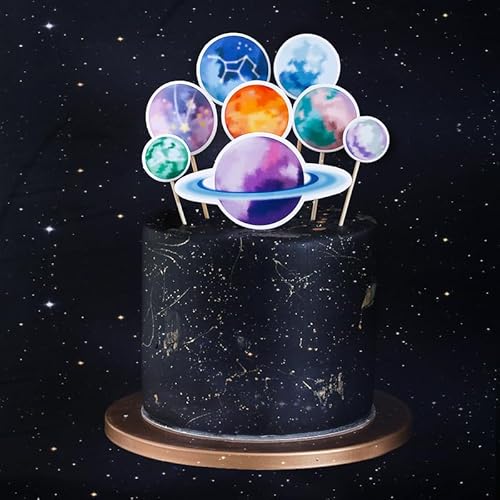 Weltraum-Kuchenaufsatz, 10 Stück/Set, Weltraum-Cupcake-Topper, Geburtstag, Weltraum, Motto-Party-Dekorationen, Zubehör, Planet, Rakete, Perlenkugeln und Stern, DIY-Kuchenaufsätze für Kinderparty, von SONSMER