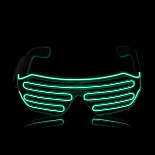 SOOOEC Kabelgebundene leuchtende LED-Brille mit Blinkmodus für Ravepartys, Halloween, Weihnachten, Discos, Konzerte und EDM – Leuchten im Dunkeln (Wireless A, Green) von SOOOEC