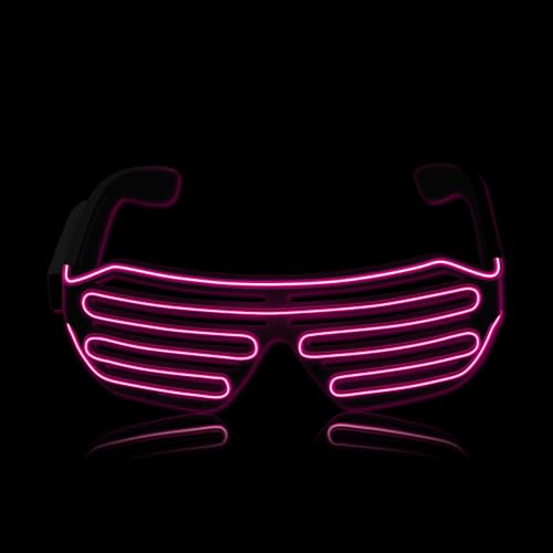 SOOOEC Kabelgebundene leuchtende LED-Brille mit Blinkmodus für Ravepartys, Halloween, Weihnachten, Discos, Konzerte und EDM – Leuchten im Dunkeln (Wireless A, Pink) von SOOOEC