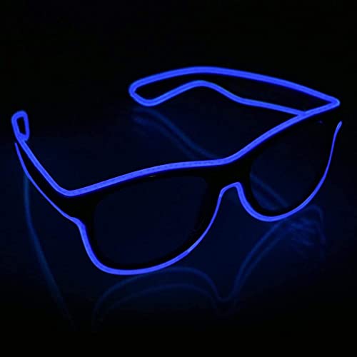 SOOOEC Kabellose leuchtende LED-Brille mit Blinkmodus Glow in Dark Party für Rave-Party, Halloween, Weihnachten, Disco, Konzert, EDM (blau) von SOOOEC