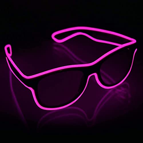 SOOOEC Kabellose leuchtende LED-Brille mit Blinkmodus Glow in Dark Party für Rave-Party, Halloween, Weihnachten, Disco, Konzert, EDM (rosa) von SOOOEC