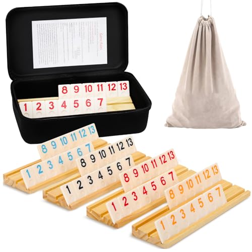 SOOPOTAY Rummy Cup Brettspiel Für 2–4 Spieler – 106 Melamin-Fliesen, 4 Holzhalter, Premium-Koffer & Beutel – Reisespiel für Erwachsene SOOPOTAY Rummy Cup Brettspiel Für 2–4 Spieler – 106 Melamin-Fliesen, 4 Holzhalter, Premium-Koffer & Beutel – Reisespiel für Erwachsene von SOOPOTAY