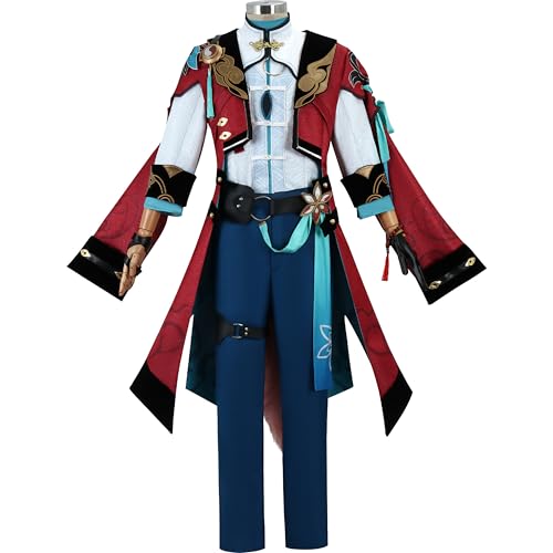 SOOYOOYOO Jiaoqiu Cosplay Kostüm Rot-Weiß-Blau Anime-Stil Cosplay Outfit mit Schwanz Mantel und Hose für Convention Karneval Halloween(Unisex, Größe 3XL) von SOOYOOYOO