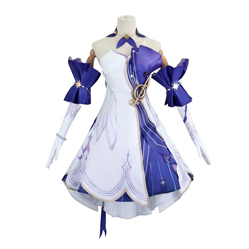 SOOYOOYOO Robin Cosplay Kostüm Elegantes Anime-Kleid in Weiß und Lila mit Schleifendetails Sternen-Verzierung(Frauen, Größe XL) von SOOYOOYOO