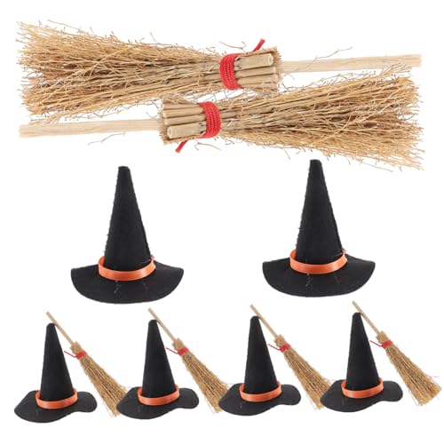 SOPOTUTU 12 Stück Teiliges Halloween Mini Hexenhut und Kleiner Besen Filz Hexenhut Schwarz Roter Besen DIY Puppenhaus Dekoration Runde Kanten Vielseitig für Mikro Landschaften und Handwerk SOPOTUTU 12 Stück Teiliges Halloween Mini Hexenhut und Kleiner Besen Filz Hexenhut Schwarz Roter Besen DIY Puppenhaus Dekoration Runde Kanten Vielseitig für Mikro Landschaften und Handwerk von SOPOTUTU