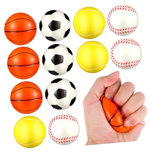 SOPOTUTU 12 Stück Teiliges PU Stressbälle zum Quetschen Designs mit Fußball Basketball Tennis und Baseball Weiche Anti Stress Spielzeuge für Erwachsene und Flexible Entspannungsspielzeuge SOPOTUTU 12 Stück Teiliges PU Stressbälle zum Quetschen Designs mit Fußball Basketball Tennis und Baseball Weiche Anti Stress Spielzeuge für Erwachsene und Flexible Entspannungsspielzeuge von SOPOTUTU