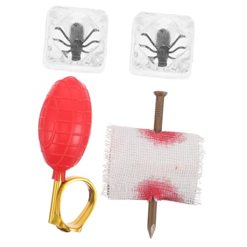SOPOTUTU 4 Stück Teiliges Halloween Streichspielzeug Set mit Wassersprüh Ring Falschem Fingernagel Realistischen Eiswürfeln mit Insekten für April Fools Day und Partys SOPOTUTU 4 Stück Teiliges Halloween Streichspielzeug Set mit Wassersprüh Ring Falschem Fingernagel Realistischen Eiswürfeln mit Insekten für April Fools Day und Partys von SOPOTUTU