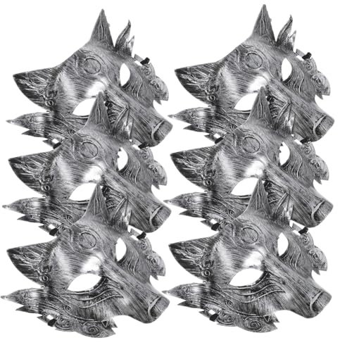 SOPOTUTU 6 Stück Realistische Wolf Kopf Halbgesichtsmaske Halloween Cosplay Kostüm Zubehör für Erwachsene Party Maskerade Karneval SOPOTUTU 6 Stück Realistische Wolf Kopf Halbgesichtsmaske Halloween Cosplay Kostüm Zubehör für Erwachsene Party Maskerade Karneval von SOPOTUTU