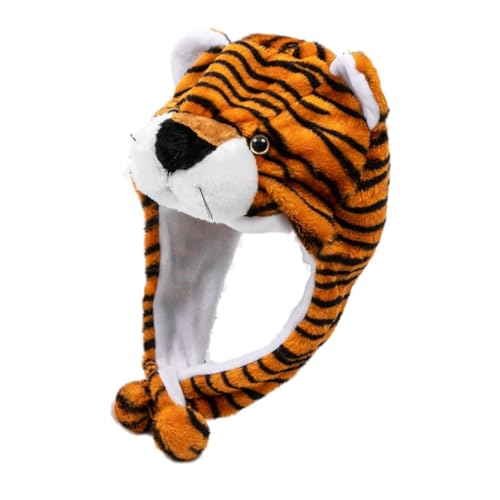 SOPOTUTU Elastische Tiger Kopfbedeckung Plüsch Wintermütze Bequemer Tierhut für Mädchen Geburtstagsfeier und Festtagsdekoration SOPOTUTU Elastische Tiger Kopfbedeckung Plüsch Wintermütze Bequemer Tierhut für Mädchen Geburtstagsfeier und Festtagsdekoration von SOPOTUTU