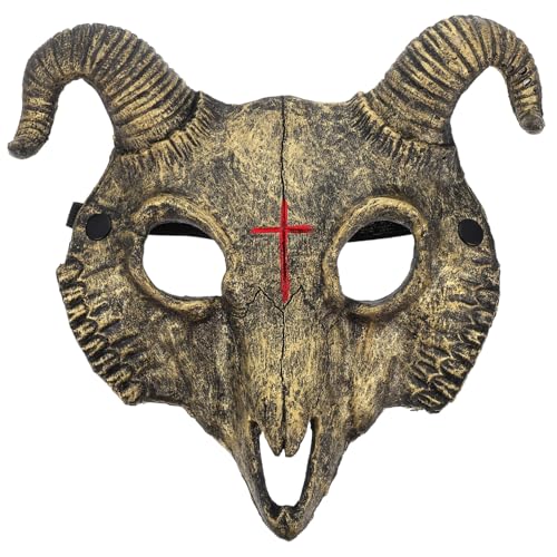 SOPOTUTU Gruselige Halloween Ziegenkopf Maske aus Sicherem Material für Erwachsene Realistische Tiergesichtsdekoration für Karneval Kostüm Party Fasching und Outdoor Feste Goldfarben SOPOTUTU Gruselige Halloween Ziegenkopf Maske aus Sicherem Material für Erwachsene Realistische Tiergesichtsdekoration für Karneval Kostüm Party Fasching und Outdoor Feste Goldfarben von SOPOTUTU