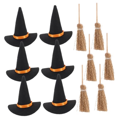SOPOTUTU Halloween-Dekorationsset Hut winzige Dekore Miniatur- -Besen Halloween Kostümzubehör Hexenkostümzubehör Zauberer Besen hölzern SOPOTUTU Halloween-Dekorationsset Hut winzige Dekore Miniatur- -Besen Halloween Kostümzubehör Hexenkostümzubehör Zauberer Besen hölzern von SOPOTUTU