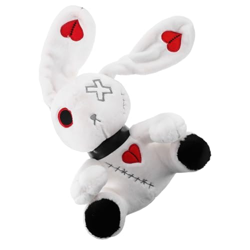 SOPOTUTU Halloween Plüschhase Weiß Kuscheltier mit Niedlichem Gothic Design Weiches Baumwoll Material Dekoratives Hasenstofftier für Sofa Wohnzimmer Halloween Deko und SOPOTUTU Halloween Plüschhase Weiß Kuscheltier mit Niedlichem Gothic Design Weiches Baumwoll Material Dekoratives Hasenstofftier für Sofa Wohnzimmer Halloween Deko und von SOPOTUTU