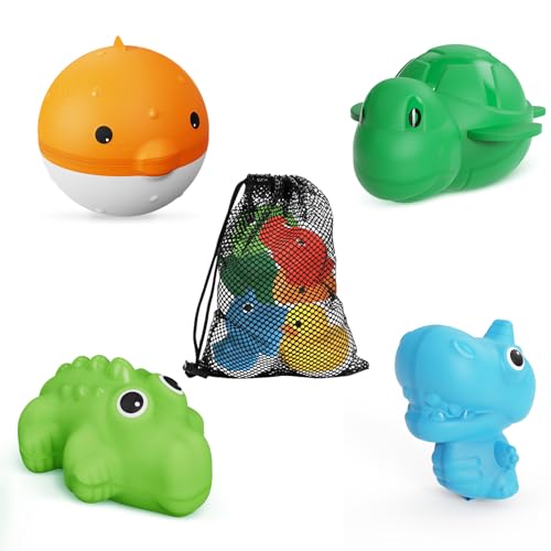 Silicone Baby Bath Toys, Mold Free Kids Bathtub Pool Toys, Animal Water Toys with Mesh Bag, Bath Toys for Toddlers, Quick Fill Self Sealing, Birthday Gifts (4PCS) von SOPPYCID