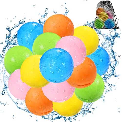 Wiederverwendbare Wasserballons, Nachfüllbare Wasserbälle - Poolspielzeug für Jungen und Mädchen, Outdoor-Aktivitäten Wasserspiele Spielzeug für Kinder Selbstabdichtender Wasserspritzball (15Pack) von SOPPYCID