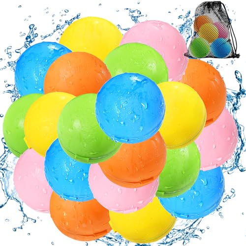 Wiederverwendbare Wasserballons, Nachfüllbare Wasserbälle - Poolspielzeug für Jungen und Mädchen, Outdoor-Aktivitäten Wasserspielzeug für Kinder Selbstdichtender Wasserspritzball (20 Stück) von SOPPYCID