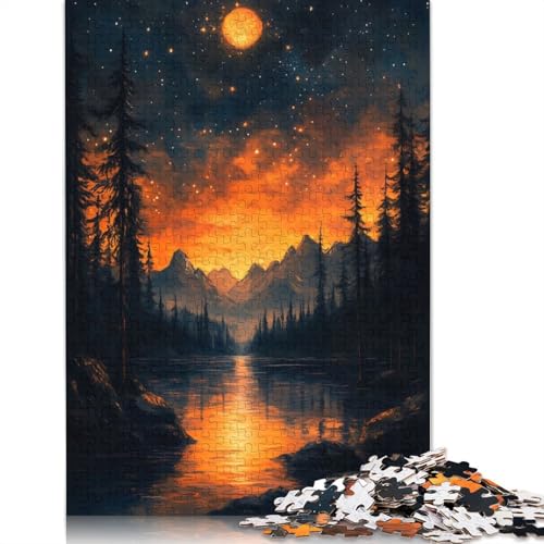 1000-teiliges Holzpuzzle für Erwachsene, Sonnenuntergangslandschaft, Puzzle, Familienspiel, Puzzle, Geschenke für Freunde, 1000 Teile (75 x 50 cm) von SOQWBYG