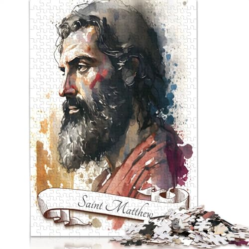 1000-teiliges Puzzle „Der Apostel Matthäus“ für Holzpuzzle, Lernspiele für Erwachsene und 1000 Teile (75 x 50 cm) von SOQWBYG