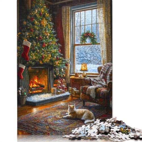 1000-teiliges Puzzle für Erwachsene, „Gemütliches Weihnachtskamin-Malpuzzle“, schwieriges Puzzle, Lernspiele, Heimdekoration, 1000 Teile (75 x 50 cm) von SOQWBYG