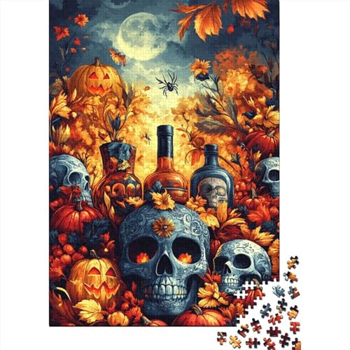 1000-teiliges Puzzle für Erwachsene, künstlerisches Totenkopf-Puzzle, Familienspiel, Holzpuzzle, 1000 Teile (75 x 50 cm) von SOQWBYG