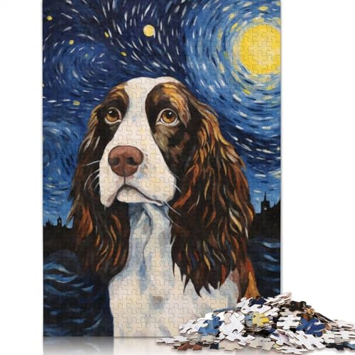 1000-teiliges Puzzle mit englischem Springer-Spaniel für Erwachsene, Holzpuzzle für die ganze Familie, Stressabbau-Puzzle für Erwachsene ab 18 Jahren, 1000 Teile (75 x 50 cm) von SOQWBYG