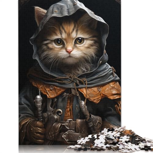 1000-teiliges Zauberer-Katzen-Puzzle für Erwachsene, Holzpuzzle für die ganze Familie, Stressabbau-Puzzle für Erwachsene ab 18 Jahren, 1000 Teile (75 x 50 cm) von SOQWBYG