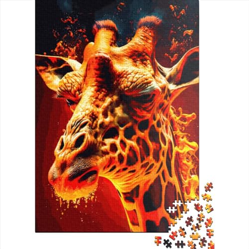 1500-teiliges Giraffen-Puzzle für Erwachsene, Holzpuzzle für die ganze Familie, Stressabbau-Puzzle für Erwachsene ab 18 Jahren, 1500 Teile (85 x 57 cm) von SOQWBYG