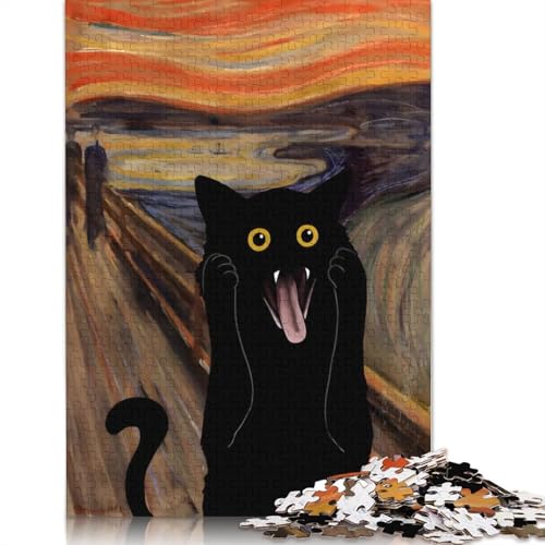 1500-teiliges Puzzle für Erwachsene, „Scream Meow“-Puzzle, DIY-Holzpuzzle, Spielzeug, Heimdekoration, 1500 Teile (85 x 57 cm) von SOQWBYG