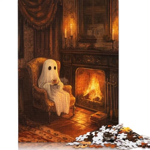 1500-teiliges Puzzle für Erwachsene, Ghostly Tea Time, Puzzle-Herausforderung, Familienspiel, Puzzle, Spiel mit hohem Schwierigkeitsgrad, 1500 Teile (85 x 57 cm) von SOQWBYG