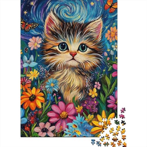 1500-teiliges Puzzle für Erwachsene, süßes Kätzchen-Puzzle, Familienspiel, Holzpuzzle, 1500 Teile (85 x 57 cm) von SOQWBYG