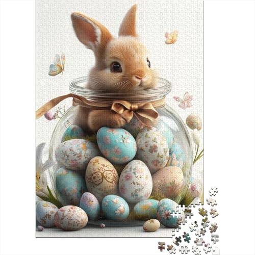 1500-teiliges Puzzle für Erwachsene, süßes Osterhäschen-Puzzle, Holzpuzzle, Denksportaufgabe, Puzzle-Spielzeug, 1500 Teile (85 x 57 cm) von SOQWBYG