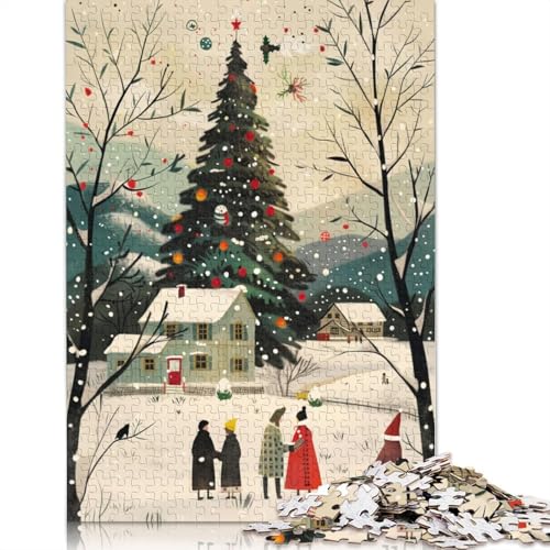 1500-teiliges Weihnachtspuzzle für Erwachsene, Holzpuzzle für die ganze Familie, Familienpuzzlespiel, Stressabbau-Puzzle für Erwachsene ab 18 Jahren, 1500 Teile (85 x 57 cm) von SOQWBYG