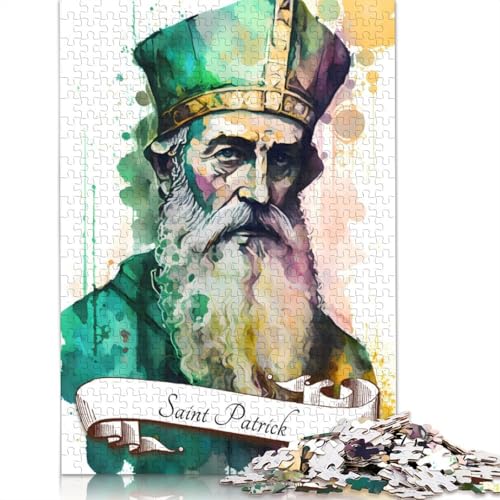 1500-teiliges christliches Puzzle „Saint Patrick“ für Erwachsene, Holzpuzzle für die ganze Familie, Stressabbau-Puzzle für Erwachsene ab 18 Jahren, 1500 Teile (85 x 57 cm) von SOQWBYG